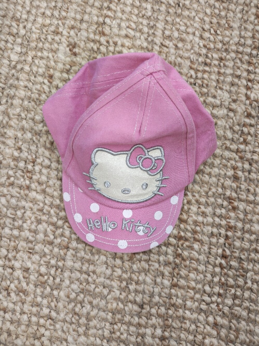 Marks & Spencer Pink Hello Kitty Kids Cap with White Polka Dots